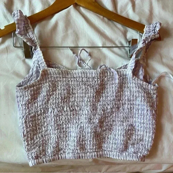 Gingham purple crop top button detail Sz small - Picture 4 of 5
